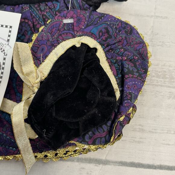 Daisy Kingdom 12" Doll Dress Dress w/ Hat Purple Paisley Black Velvet Vintage - Picture 3 of 5